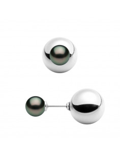 Boucles d'Oreilles RECTO VERSO PM Perles de Tahiti Rondes...