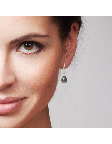 Tahitian Beads Earrings 8-9 mm - Creole System...