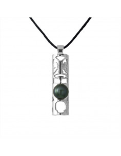 Collier TIKKI Lien Cordon Tahiti Perle 8-9 mm - Argent...