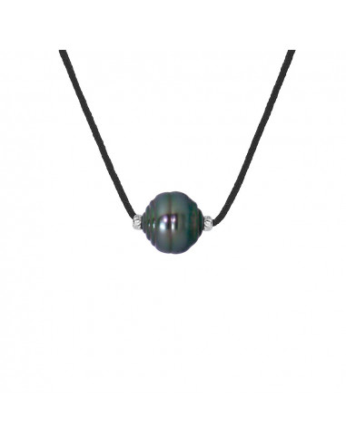 Colliers Liens Cordon Perle de Tahiti Cerclée - Tailles de 8 à 11 mm - Argent 925 - PAENGA