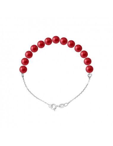 Bracelet Chainage Perles Rondes 5-6 mm - Plusieurs Coloris - Chaîne Forçat - Argent 925 - TRIOMPHE