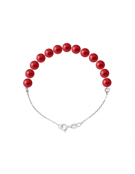 Bracelet Chainage Perles Rondes 5-6 mm - Plusieurs Coloris - Chaîne Forçat - Argent 925 - TRIOMPHE
