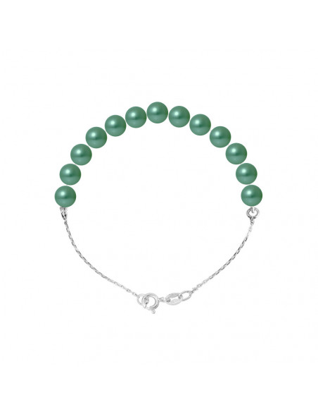 Bracelet Chainage Perles Rondes 5-6 mm - Plusieurs Coloris - Chaîne Forçat - Argent 925 - TRIOMPHE