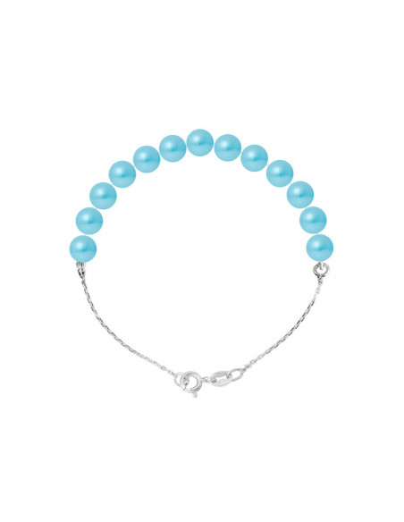 Bracelet Chainage Perles Rondes 5-6 mm - Plusieurs Coloris - Chaîne Forçat - Argent 925 - TRIOMPHE