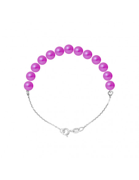 Bracelet Chainage Perles Rondes 5-6 mm - Plusieurs Coloris - Chaîne Forçat - Argent 925 - TRIOMPHE