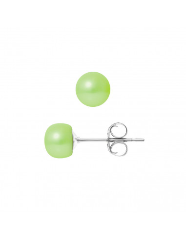 Boucles d'Oreilles Perles Boutons - Système Poussettes - Argent 925 - PASSY