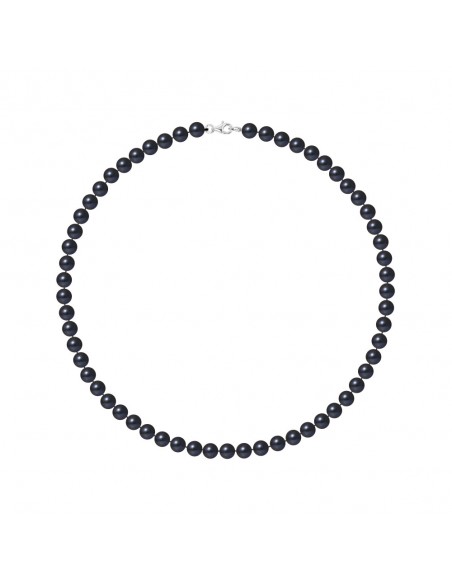 Semi-Ronde Bead Ring Necklace 6-7 mm - Carabiner Clasp - 925 Silver - NEUILLY