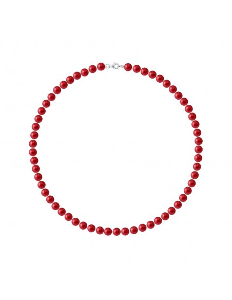 Semi-Ronde Bead Ring Necklace 6-7 mm - Carabiner Clasp - 925 Silver - NEUILLY