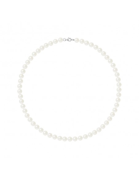 Semi-Ronde Bead Ring Necklace 6-7 mm - Carabiner Clasp - 925 Silver - NEUILLY