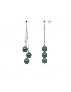 Dourse Earrings 6 Tahitian Culture Beads 12-9 mm - Silver...