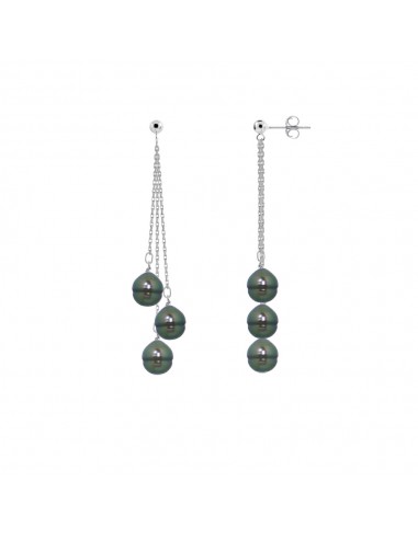 Boucles d'Oreilles Pendantes 6 Perles de...