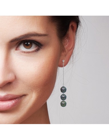 Boucles d'Oreilles Pendantes 6 Perles de...