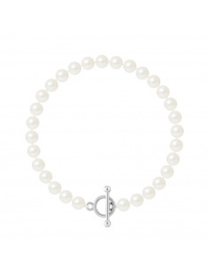 Bracelets round pearls 6-7 mm - Stick clasp - 925 silver...