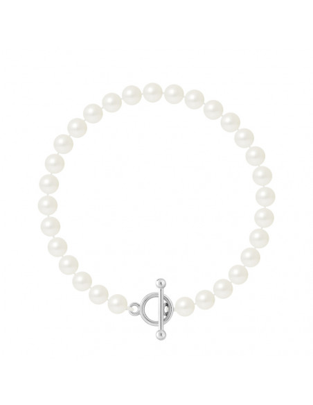 Bracelets round pearls 6-7 mm - Stick clasp - 925 silver - La Napoule