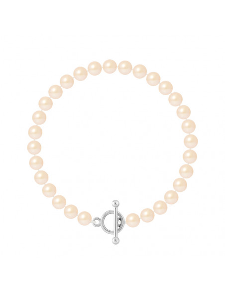 Bracelets Perles Rondes 6-7 mm - Fermoir Bâtonnet - Argent 925 - LA NAPOULE