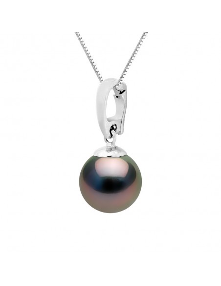 Pendentif Perle de Tahiti Ronde 10-11 mm Bélière Ouvrante - Chaîne Offerte - Or 375 - MAHANA