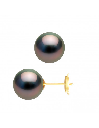 Boucles d'Oreilles Perles de Tahiti - Tailles de 9 à 11 mm - Système Sécurité - Or 375 - VITAMA