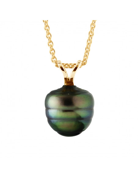 Tahitian Pearl Pendant Circle 9-10 mm - Offer Channel - Gold 375 - Rapano