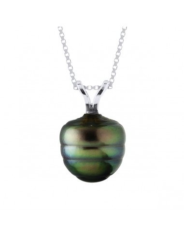Pendentif Perle de TAHITI Cerclée 9-10 mm -...