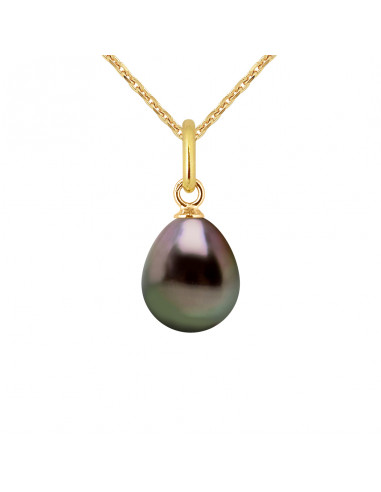 Pendentif Perle de Tahiti Poire 8-9 mm - Chaîne...