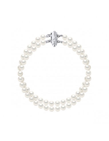 Bracelet Double Rang de Perles 5-6 mm - Argent 925 - RONSIN