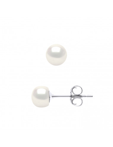 Boucles d'Oreilles Perles Boutons - Système Poussettes - Argent 925 - PASSY