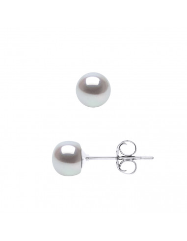 Boucles d'Oreilles Perles Boutons - Système Poussettes - Argent 925 - PASSY