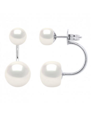 Boucles d'Oreilles Duo Perles Boutons 6-9 mm - Argent 925 - SAINT RAPHAEL