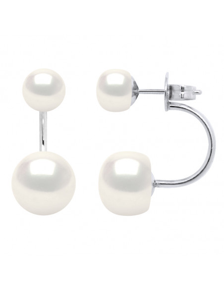 Boucles d'Oreilles Duo Perles Boutons 6-9 mm - Argent 925 - SAINT RAPHAEL