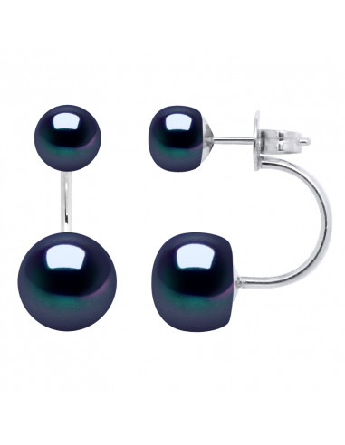 Boucles d'Oreilles Duo Perles Boutons 6-9 mm - Argent 925 - SAINT RAPHAEL