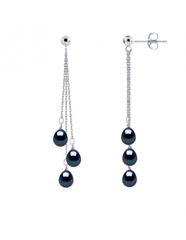 Boucles d'Oreilles Pendantes Perles Poires 7-8...