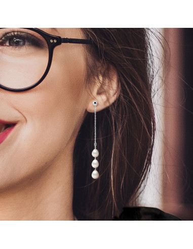 Boucles d'Oreilles Pendantes Perles Poires 7-8...