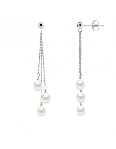 Boucles d'Oreilles Pendantes Perles Poires 7-8...