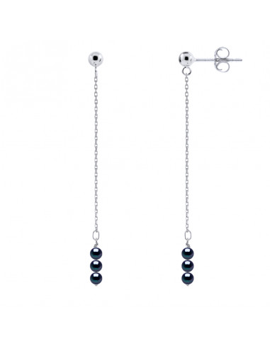 Boucles d'Oreilles Pendantes Perles Rondes 4-5 mm - Système Poussettes - Or 375 - MARIVEAU