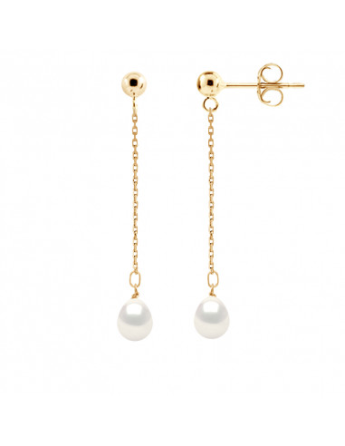 Boucles d'Oreilles Pendantes Perles Poires 7-8...