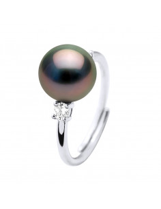 Bague Joaillerie Perle de Tahiti Ronde 8-9 mm - Argent...