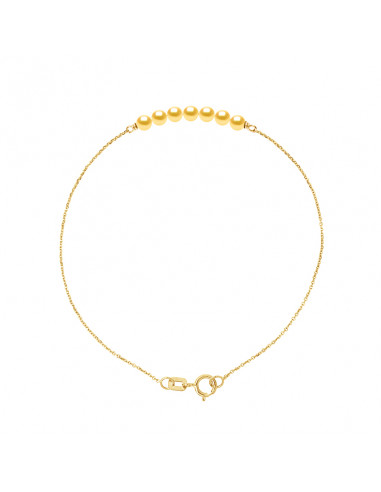 Bracelet 7 round beads 3-4 mm - Chain Forçat -...