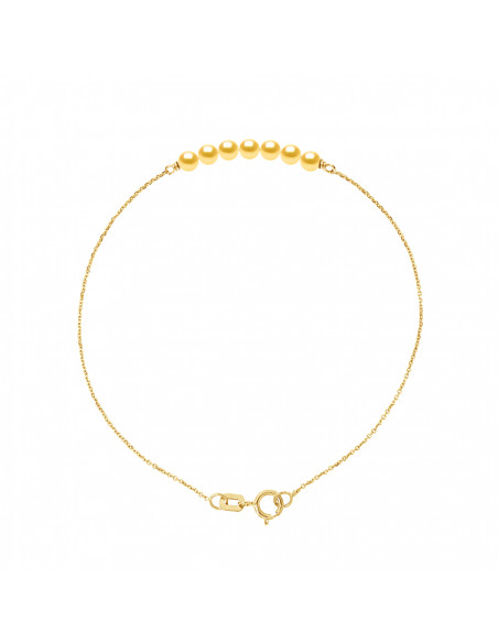 Bracelet 7 round beads 3-4 mm - Chain Forçat - Gold 375 - Montaigne