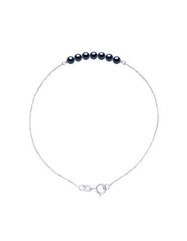 Bracelet 7 round beads 3-4 mm - Chain Forçat -...