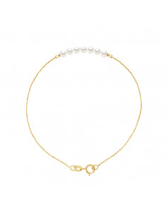 Bracelet 7 round beads 3-4 mm - Chain Forçat - Gold 375 -...