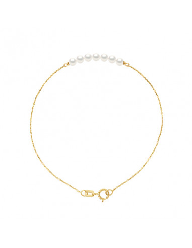 Bracelet 7 round beads 3-4 mm - Chain Forçat -...