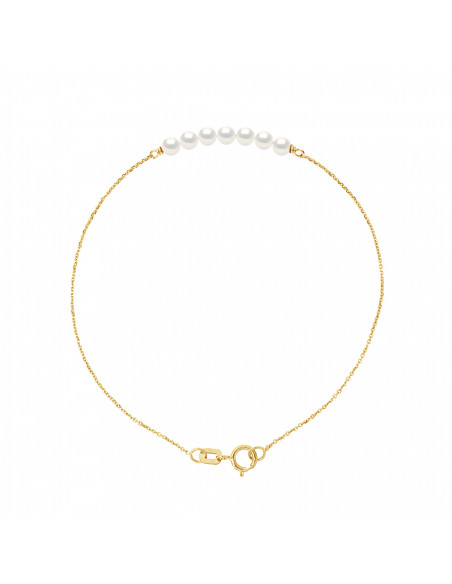 Bracelet 7 Perles Rondes 3-4 mm - Chaine Forçat - Or 375 - MONTAIGNE