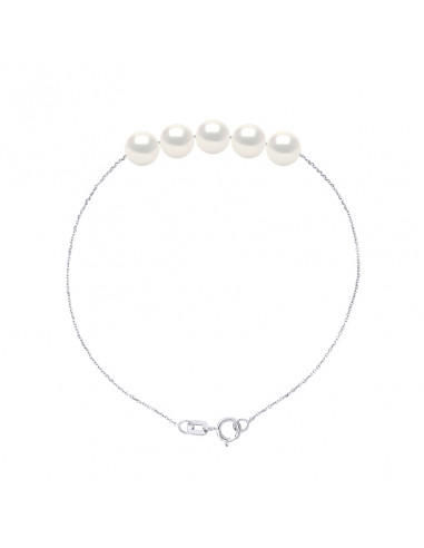 Bracelet 5 Perles Rondes 5-6 mm - Chaine Forçat - Or 375 - PALAIS