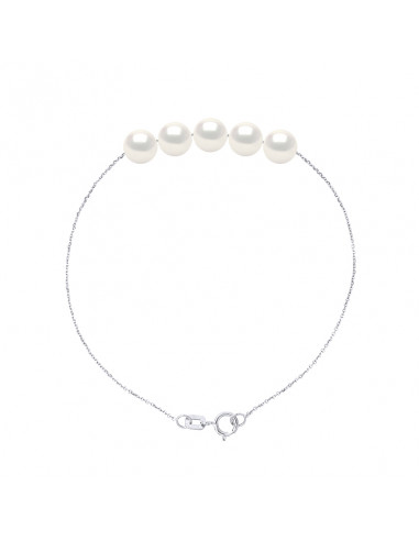 Bracelet 5 Perles Rondes 5-6 mm - Chaine Forçat...