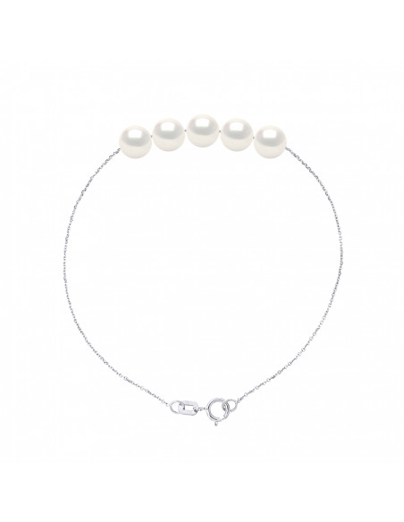 Bracelet 5 Perles Rondes 5-6 mm - Chaine Forçat - Or 375 - PALAIS