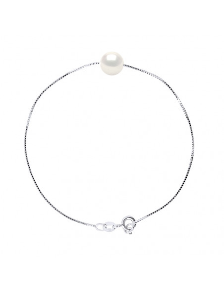 Round Pearl Bracelet 8-9 mm - Venetian Chain - Gold 375 - Levallois