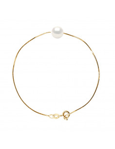 Round Pearl Bracelet 8-9 mm - Venetian Chain - Gold 375 -...