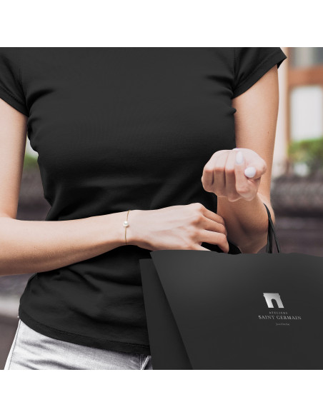 Round Pearl Bracelet 8-9 mm - Venetian Chain - Gold 375 - Levallois