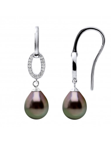 Boucles d'Oreilles Pendantes Perles de Tahiti...