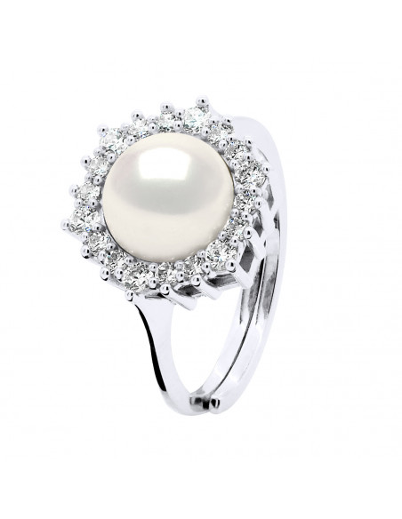 Bague Joaillerie Perle Ronde 8-9 mm - Plusieurs Coloris - Argent 925 - PERROS